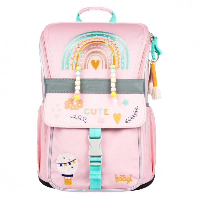 BAAGL Cartella scolastica Zippy Arcobaleno rosa