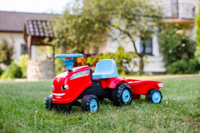 Bicicletta senza pedali - trattore Go Farm rosso con volante e rimorchio