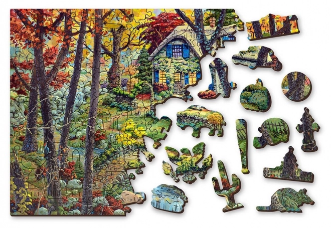 Puzzle in legno Casa nel bosco 2in1