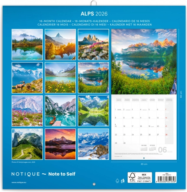 Calendario con appunti Alpi 2026
