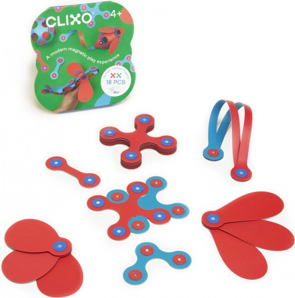Gioco di costruzione magnetico Clixo Itsy Flamingo e Turchese