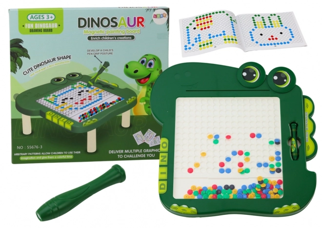 Lavagna magnetica educativa Dino puzzle verde con perline