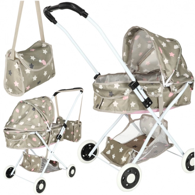 Passeggino per bambole con borsa e stelle