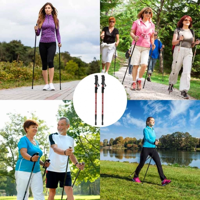 Bastoncini da trekking pieghevoli per Nordic Walking 2 pezzi rossi