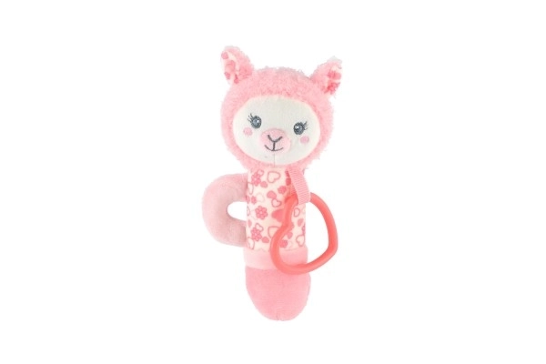 Peluche sonaglino e dentaruolo lama rosa 19cm