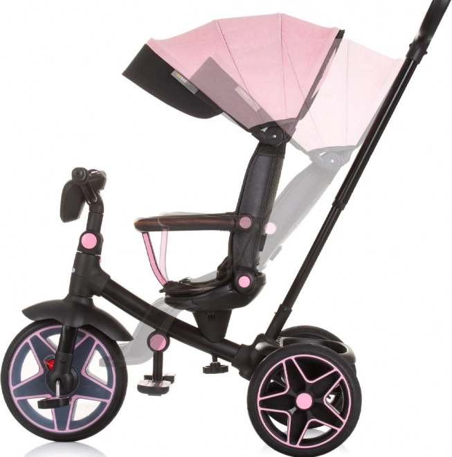 Triciclo con tettuccio e scatola musicale Chipolino Derby 2v1 Flamingo