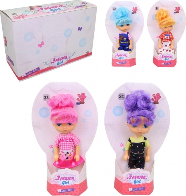 Bambola per bambine 16 cm, 4 colori, 12 pezzi