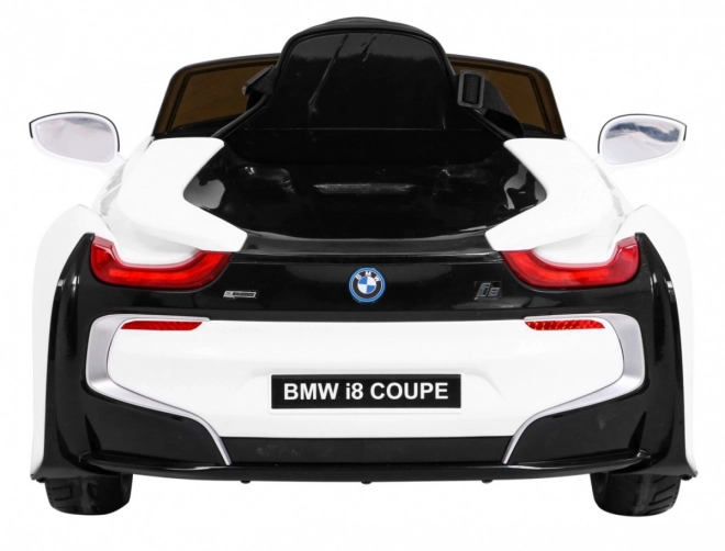 Auto a batteria BMW I8 Lift Bianco + telecomando + avviamento lento + cinture a 3 punti + MP3 USB + LED