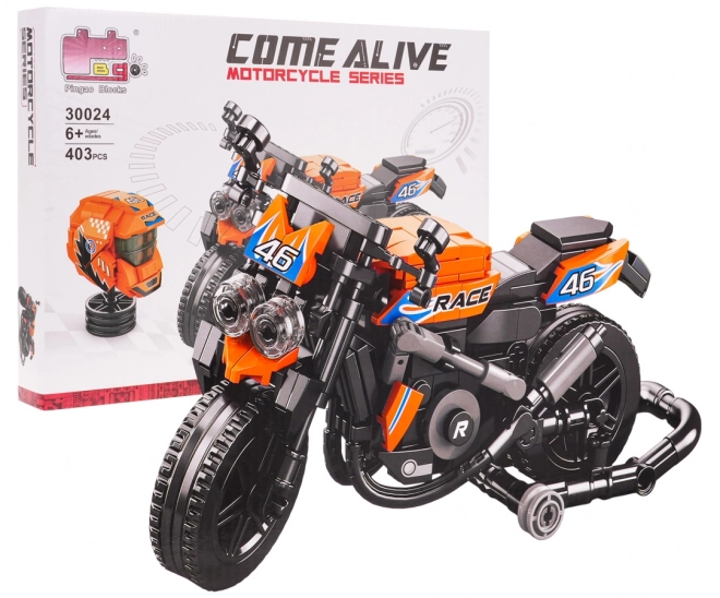 Set di costruzioni moto arancione