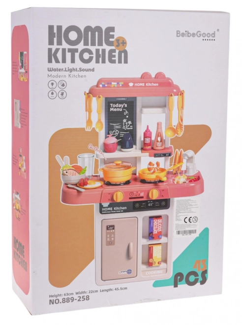 Cucina giocattolo rosa con luci e accessori