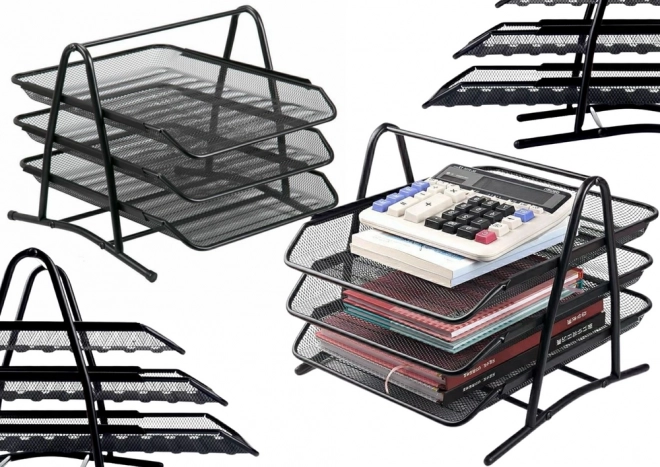 Organizer con tre cassetti metallici di colore nero