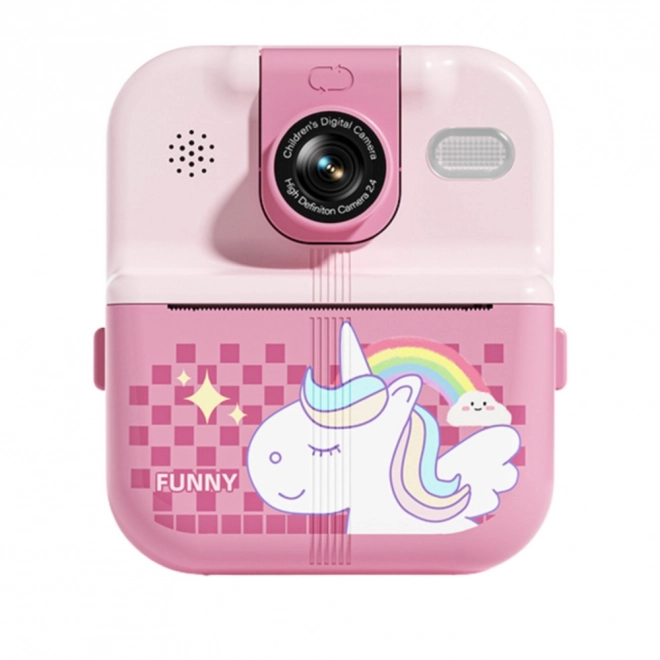 Fotocamera instantanea per bambini con unicorno rosa