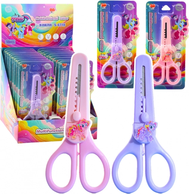 Forbici per bambini con custodia e cavallino decorativo 14cm