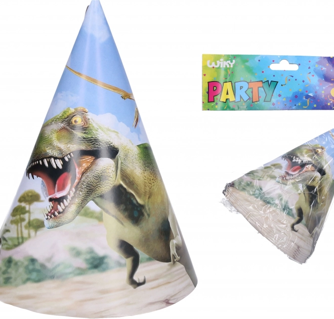 Cappellini da festa DINO 15 cm, 6 pezzi