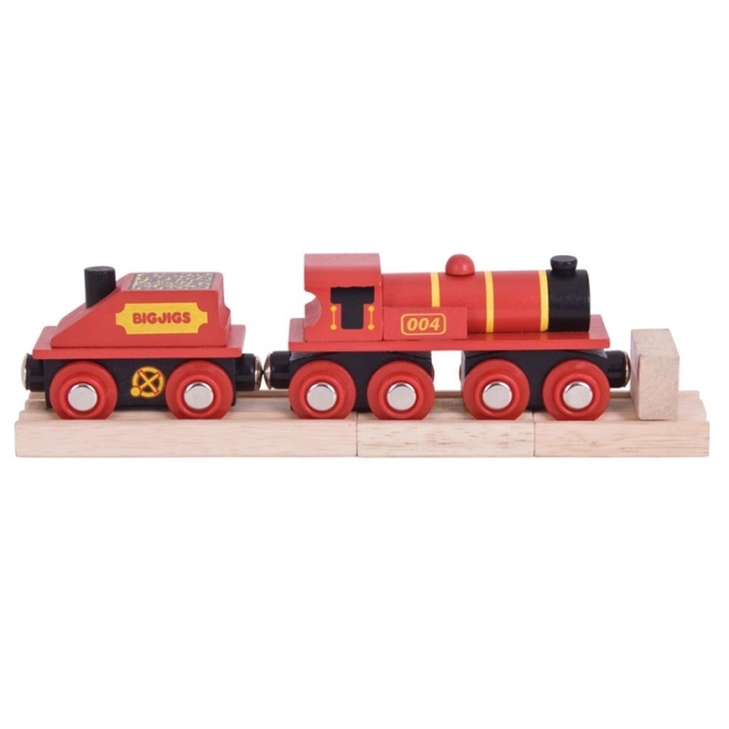 Locomotiva rossa con tender e 3 binari Bigjigs Rail