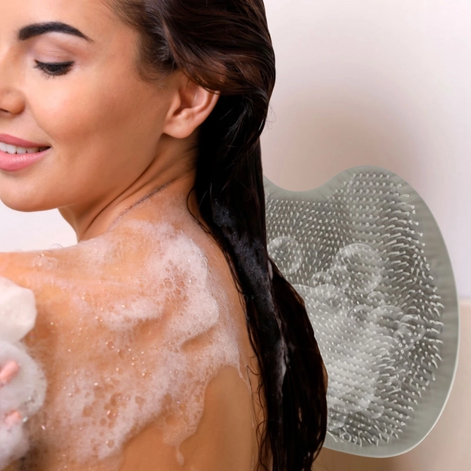 Spazzola massaggiante in silicone per doccia con ventose grigio