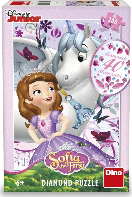 Puzzle con diamanti SOFIA LA PRINCIPESSA e unicorno 200 pezzi