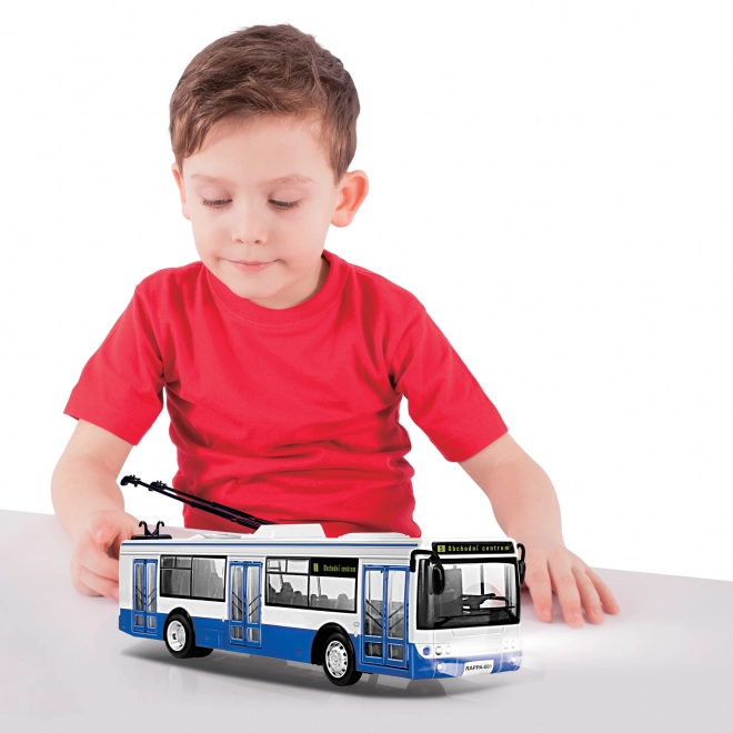 Trolleybus con annuncio fermate in ceco 28 cm blu