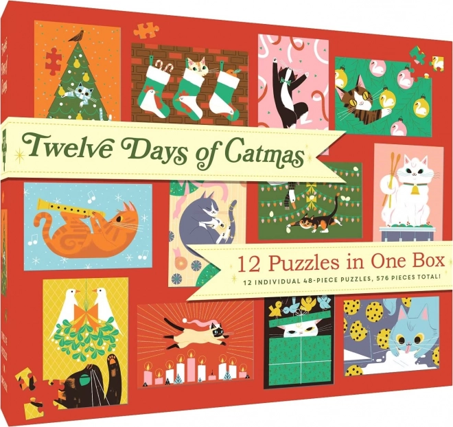 Puzzle gatto Natale 12 giorni