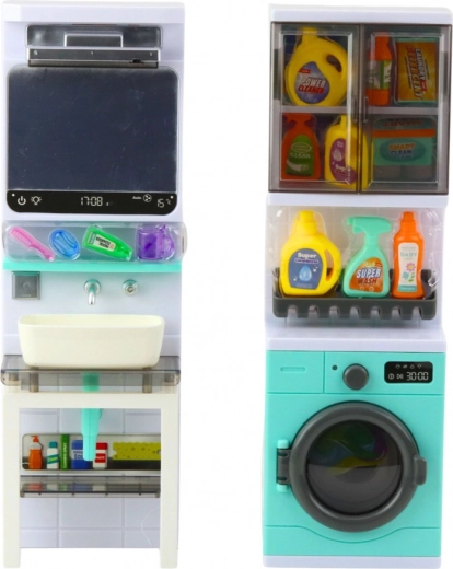 Lavandino con specchio e ripiani contenitori