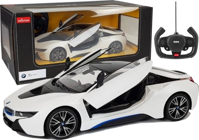 Auto con telecomando BMW i8 Rastar 1:14 bianco con porte automatiche