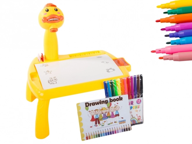Tavolino da disegno per bambini con proiettore e pennarelli