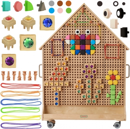 Tabellone Masterkidz in Legno Autoportante a Forma di Casa con Accessori STEM