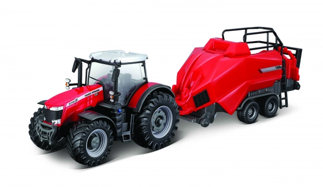 Trattore Agricolo Massey Ferguson 8740S con Sollevatore Baler Scala 1:50