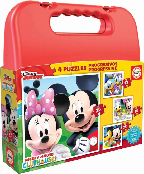 Puzzle EDUCA Valigetta Mickey Mouse e Amici 4in1