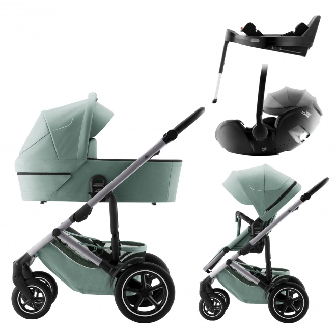 Set Passeggino Smile 5Z con Culla e Seggiolino Auto Baby-Safe PRO con Base Vario 5Z Style, Jade Green