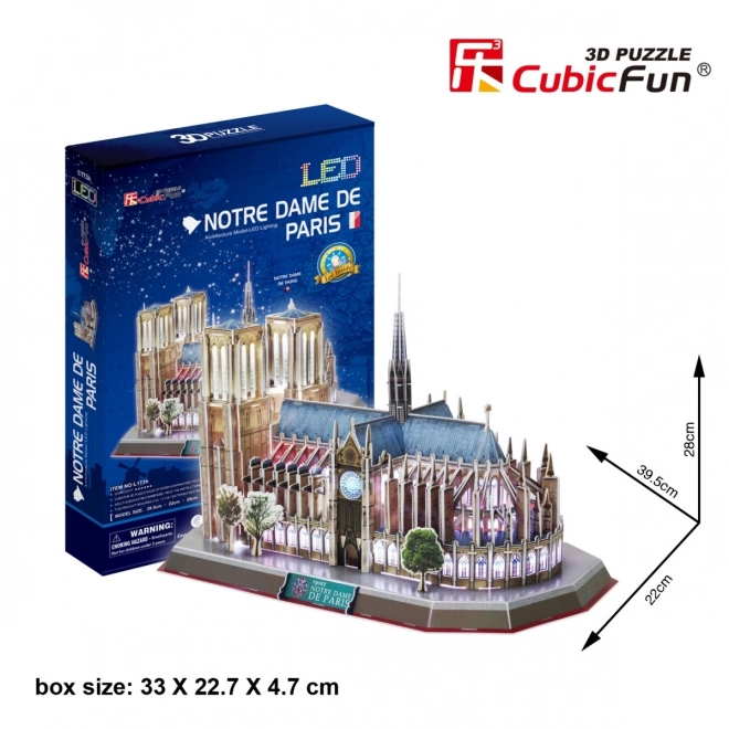 Puzzle 3D Cattedrale di Notre Dame con Luce LED