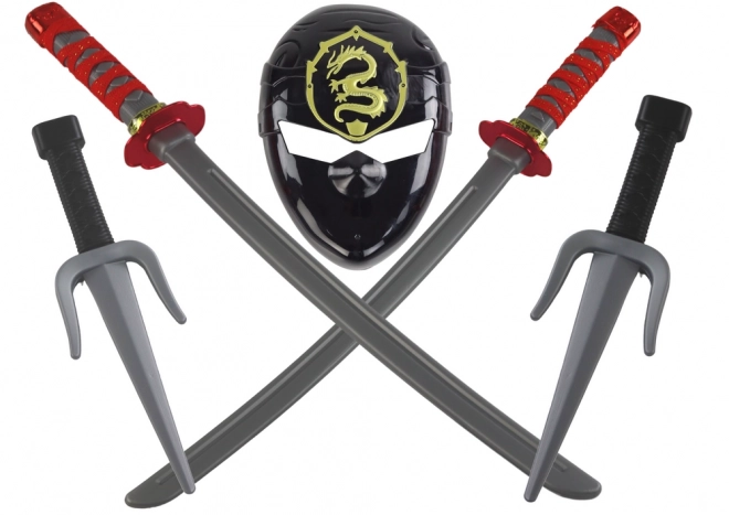 Set Guerriero Ninja con Maska e Spade Decorazioni Rosse