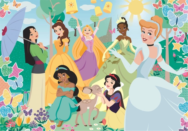 Puzzle scintillante Principesse Disney nel giardino 104 pezzi