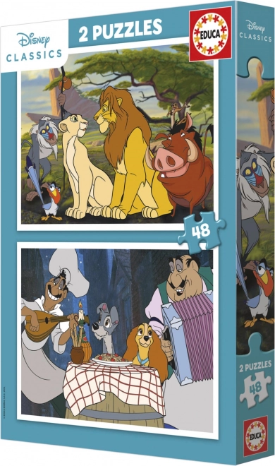 Puzzle Disney Animali 2x48 pezzi