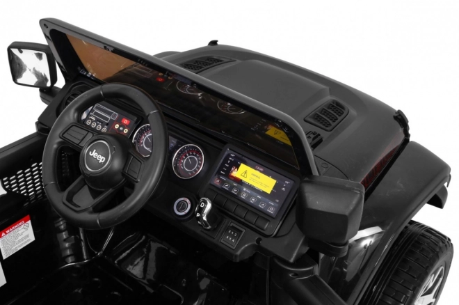 Jeep Wrangler Rubicon a batteria per bambini nera + telecomando + MP3 LED radio + ruote in EVA