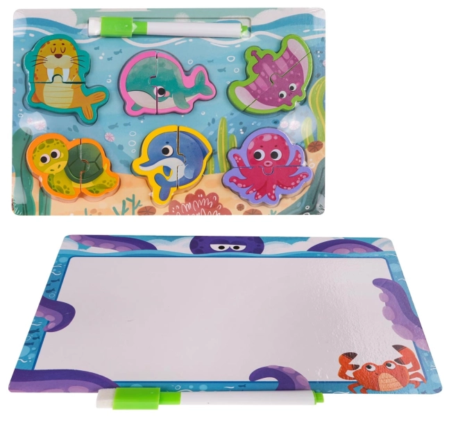 Lavagna e Puzzle Ocean in Legno – Mondo marino
