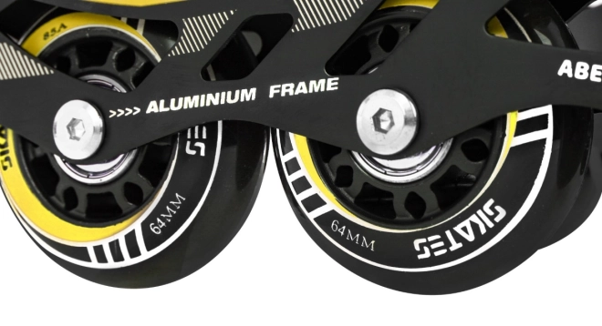 Set 4 in 1 Pattini a rotelle, rollers e pattini da ghiaccio per bambini taglia 29-33 Rosa – Giallo