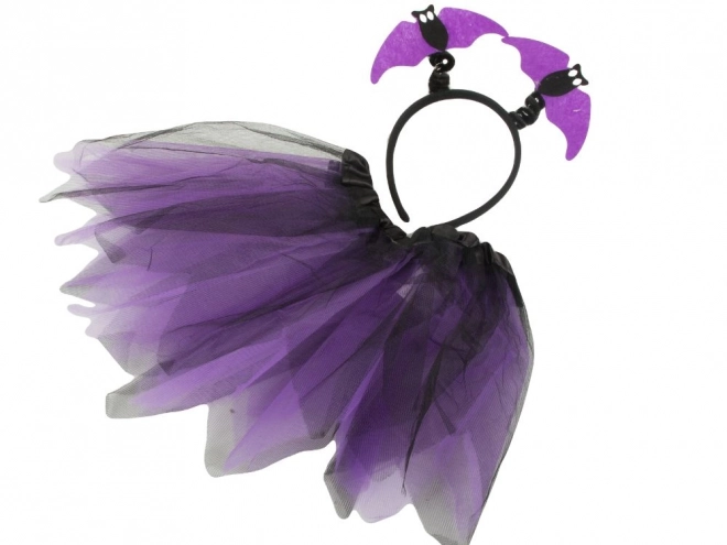 Costume di Halloween con Gonna e Fascia Pipistrello in Nero e Viola