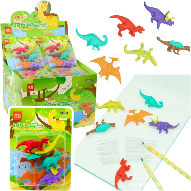Set di gomme a forma di dinosauro 6 pezzi