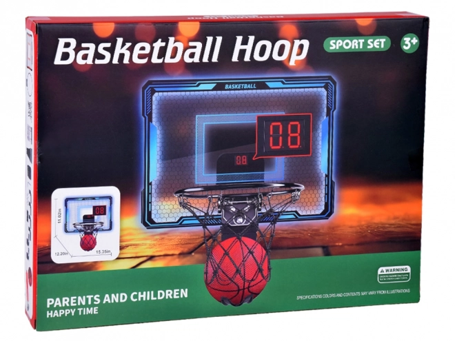 Set canestro da basket con tabellone elettronico e pallone