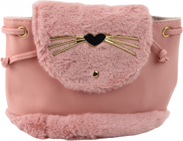 zainetto rosa in peluche per bambini con orecchiette, tracolla regolabile, 22 cm, 4 l