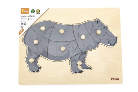 Puzzle in legno Montessori - Ippopotamo