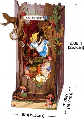 Fermalibri con diorama 3D Viaggio nel paese delle meraviglie