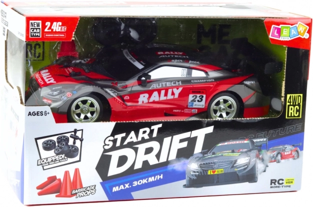Auto RC da corsa per drift, rosso-nero, 30 km/h, 1:16