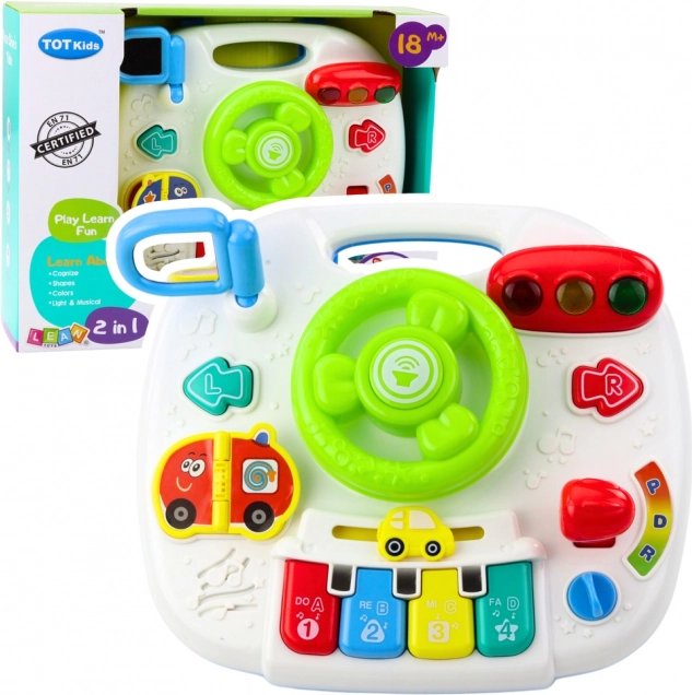 Tavolino educativo interattivo 2 in 1 con volante, luci e suoni