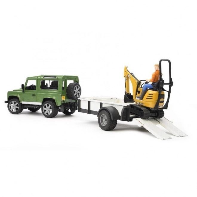 Land Rover con Rimorchio e Mini Escavatore JCB