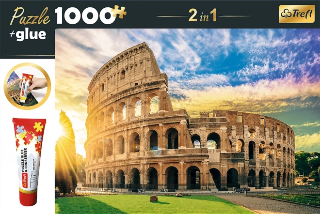 Trefl Puzzle 2in1 Anfiteatro di Flavio, Roma, Italia 1000 Pezzi con Colla