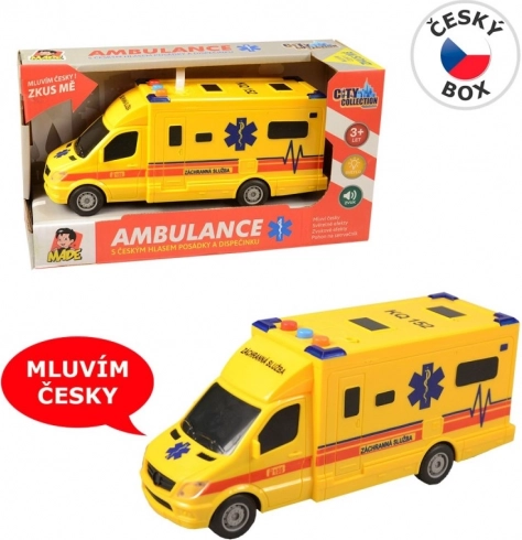 Ambulanza a retrocarica con luce e suono, 19 cm