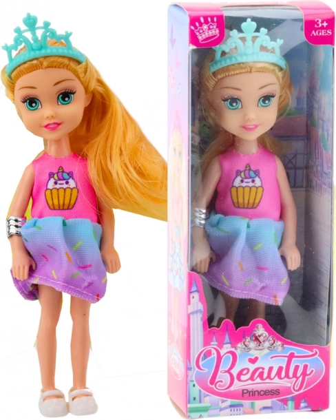 Mini bambola principessa con corona vestiti colorati 14 cm