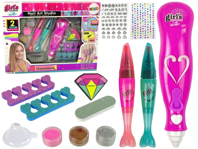 Set per Nail Art Glitter Penne e Diamantini